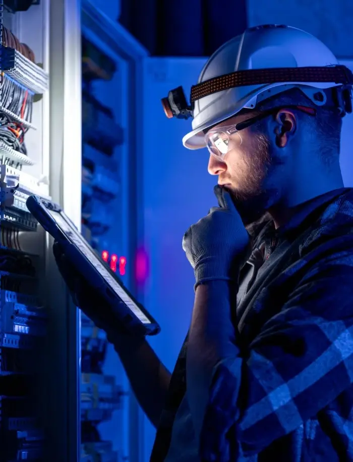 Skilled semiconductor engineer working on advanced manufacturing and technical systems