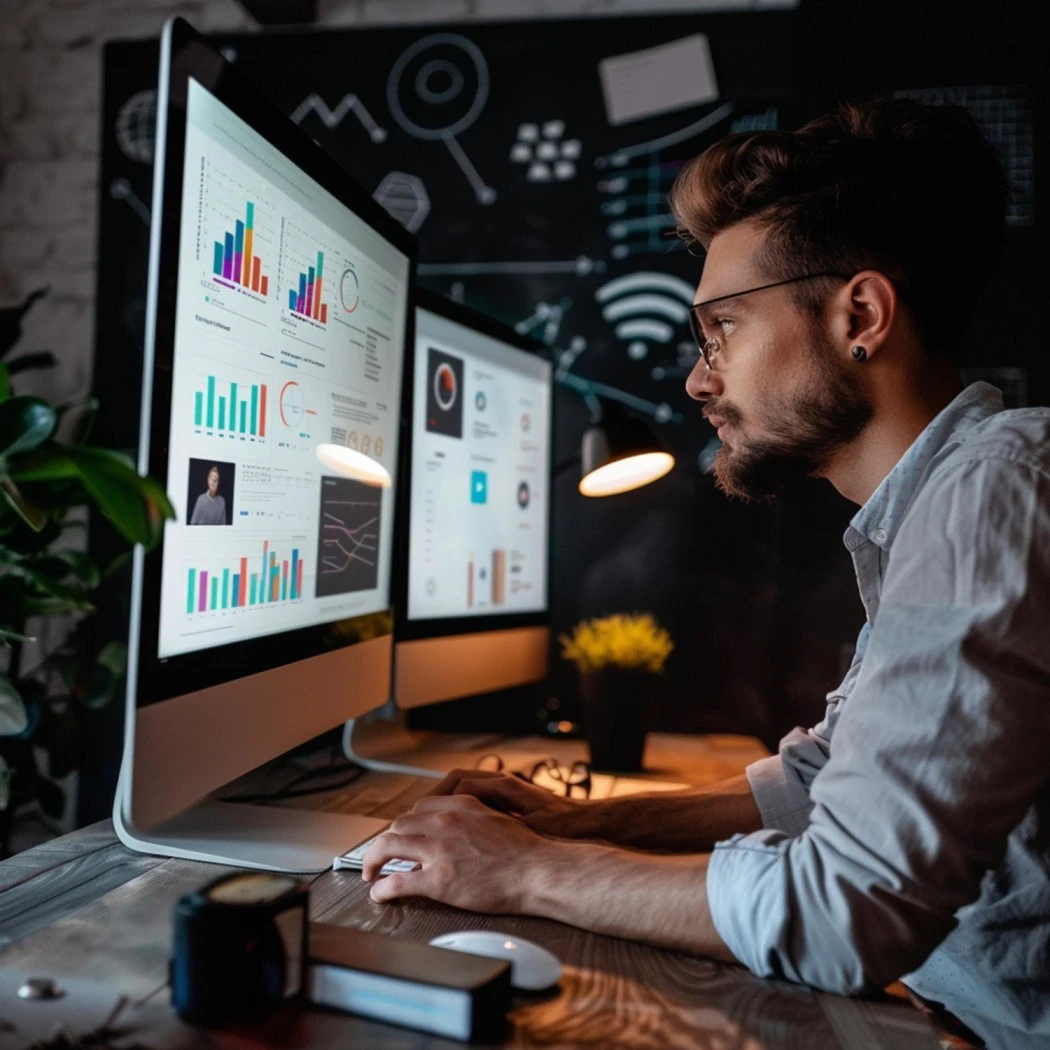 Payroll compliance expert analyzing payroll data and automation dashboard