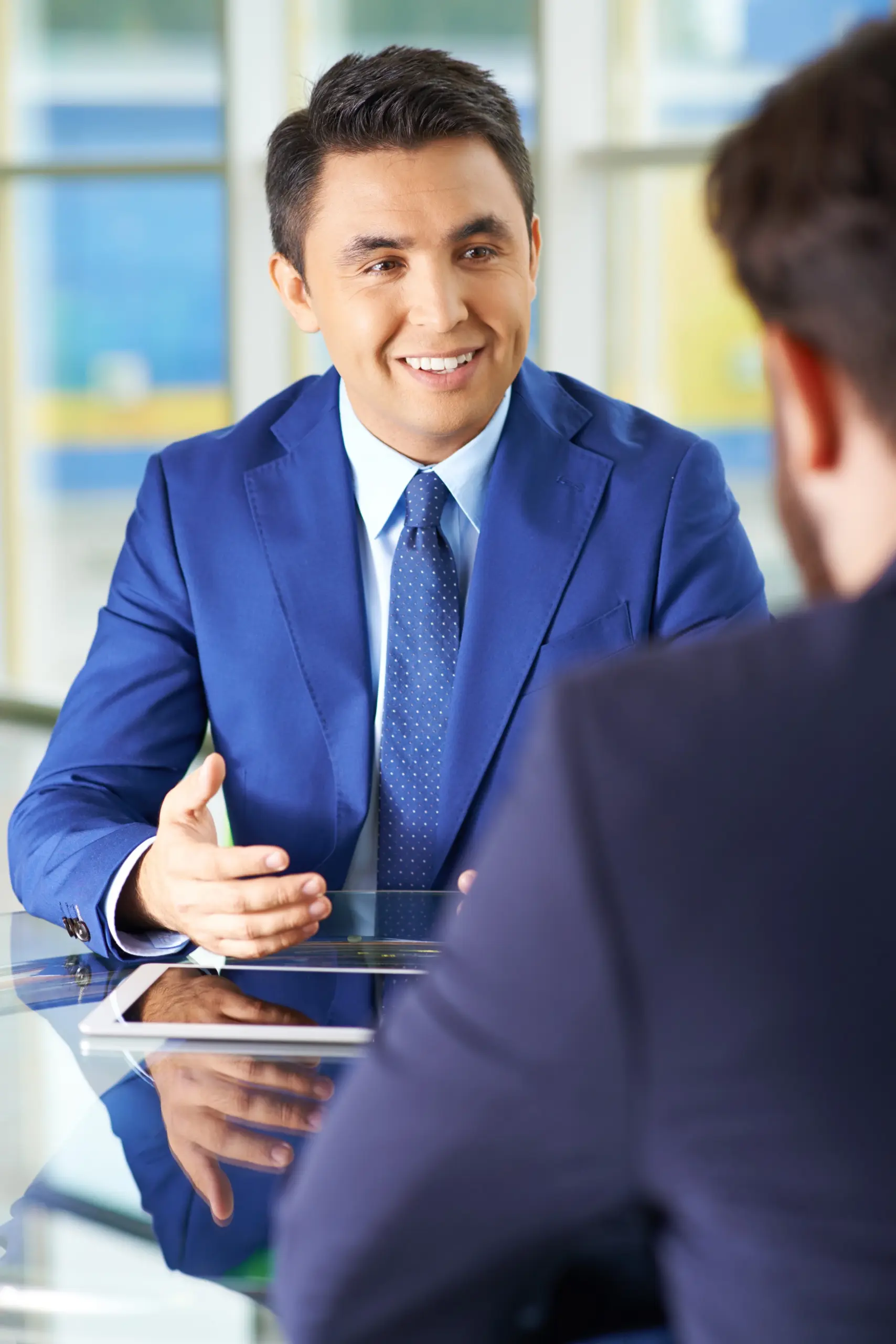 BFSI recruitment consultant discussing banking and financial services hiring requirements with a client